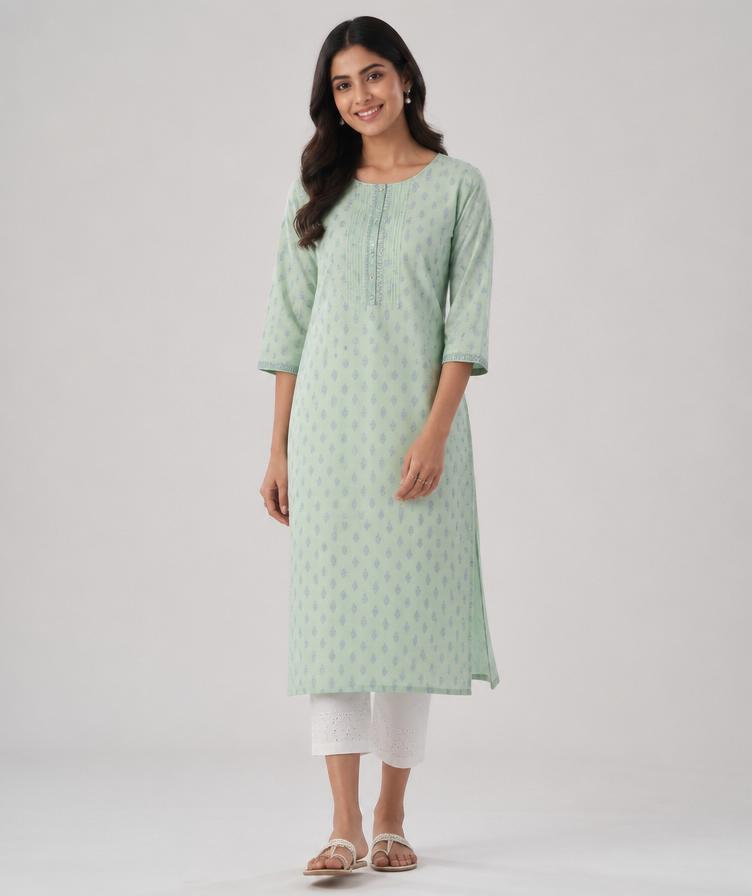 Stack of pastel cotton kurta suits for daily wear wholesale