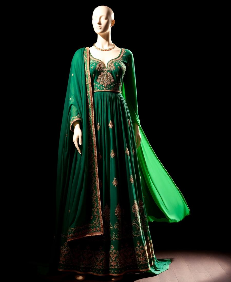 Emerald flow, gold sequin